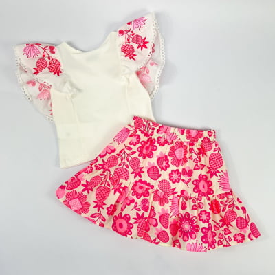 Conjunto Infantil Momi Flores Rosa Neon