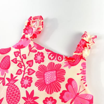 Conjunto Infantil Momi Neon Blusa Flores Rosa & Short