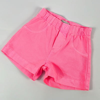 Conjunto Infantil Momi Neon Blusa Flores Rosa & Short