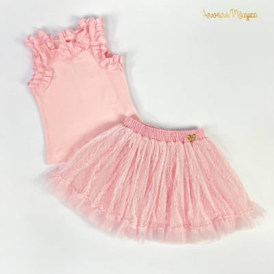 Conjunto Infantil Rosa Bailarina Animê