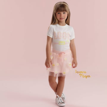 Conjunto Infantil Saia Margaridas Tule Petit Cherie Conjunto Infantil Saia Margaridas Tule Petit Cherie