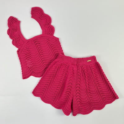 Conjunto Infantil Tricot Pink Animê 