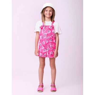 Jardineira Infantil Momi Moranguinhos Com Blusa 