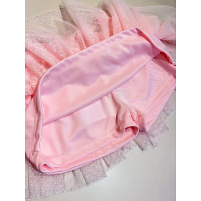 Saia Infantil Tule Flocado Rosa Momi