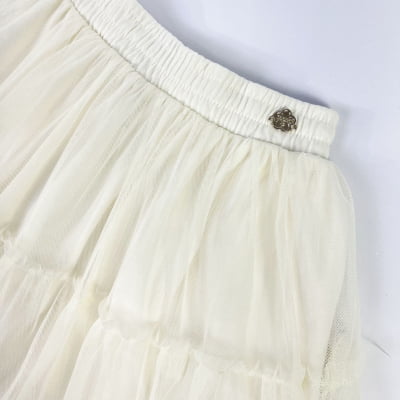 Saia Tule Off White Infantil Momi