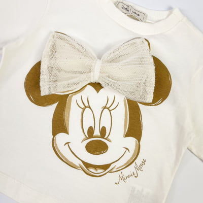 Blusa Infantil Minnie Mouse Laço 3D Disney Animê