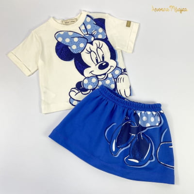 Conjunto Infantil Animê Blue Minnie e Mickey Disney