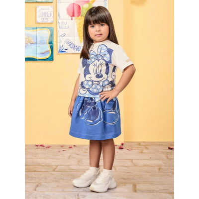 Conjunto Infantil Animê Blue Minnie e Mickey Disney