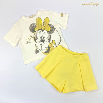 Conjunto Infantil Animê Minnie Disney Glitter Dourado