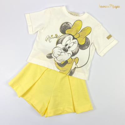 Conjunto Infantil Animê Minnie Disney Glitter Dourado