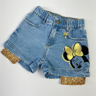 Conjunto Infantil Blusa Minnie & Margarida Short Jeans Animê