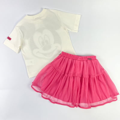 Conjunto Infantil Mickey Strass & Saia Tule Animê