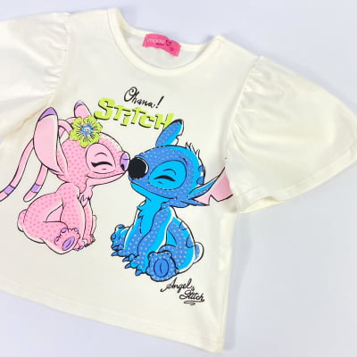 Conjunto Infantil Momi Angel & Stitch Strass Disney