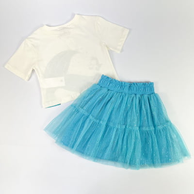 Conjunto Infantil Momi Saia Tule Brilhos Sereia