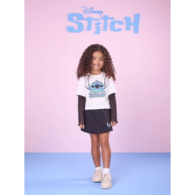 Conjunto Infantil Stitch Disney Tule e Brilhos