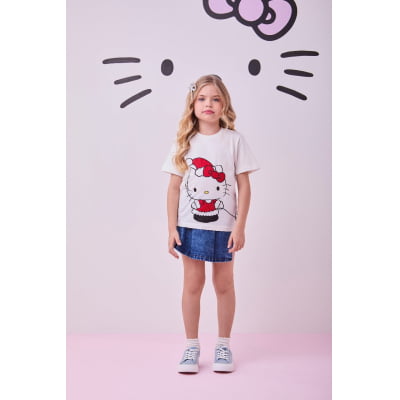 Blusa Infantil Momi Hello Kitty Christmas Strass