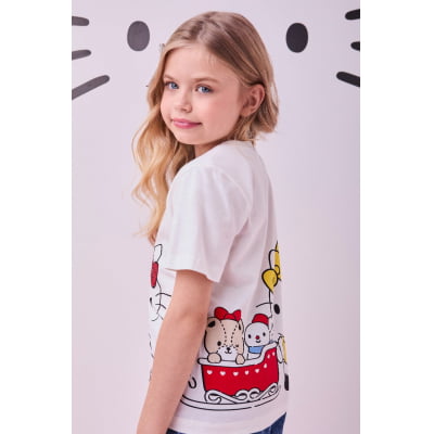 Blusa Infantil Momi Hello Kitty Christmas Strass