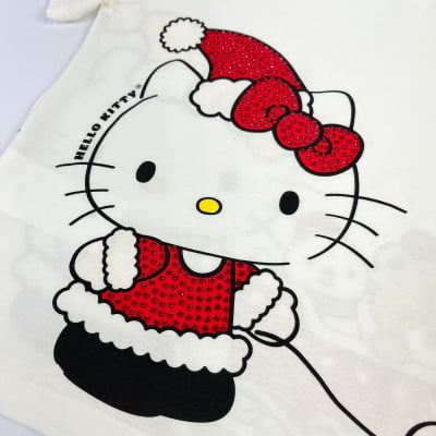 Blusa Infantil Momi Hello Kitty Christmas Strass