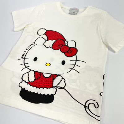 Blusa Infantil Momi Hello Kitty Christmas Strass