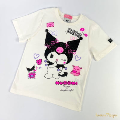 Blusa Infantil Momi Off White Kuromi Strass