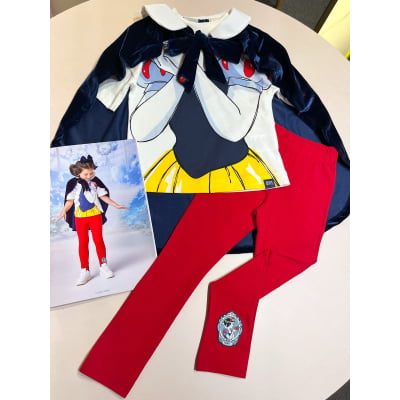 Conjunto Infantil Branca de Neve com Capa Disney Animê