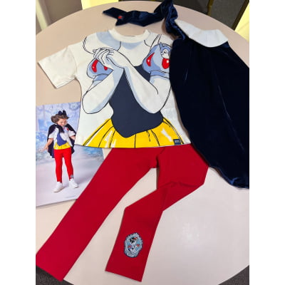Conjunto Infantil Branca de Neve com Capa Disney Animê