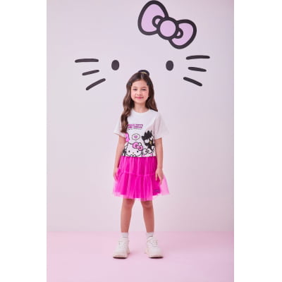 Conjunto Infantil Momi Blusa Hello Kitty And Friends & Saia de Tule Pink