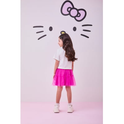 Conjunto Infantil Momi Blusa Hello Kitty And Friends & Saia de Tule Pink