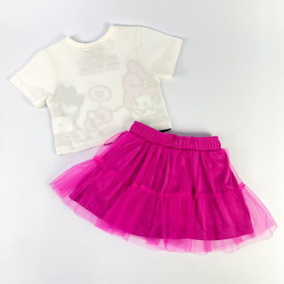 Conjunto Infantil Momi Blusa Hello Kitty And Friends & Saia de Tule Pink