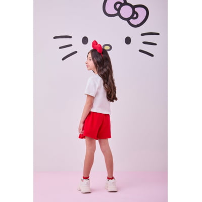 Conjunto Infantil Momi Blusa Hello Kitty & Short Saia Vermelho