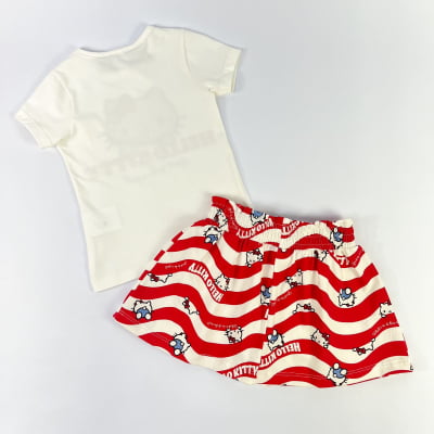 Conjunto Infantil Momi Blusa Hello Kitty Strass & Saia Ondinhas