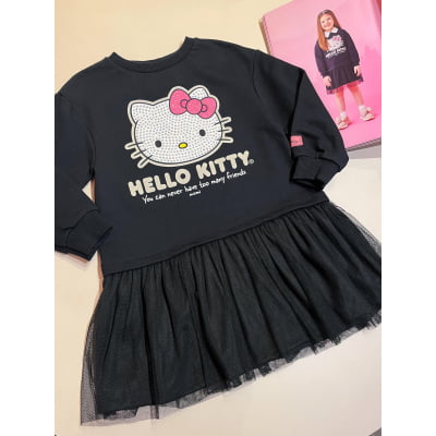 Vestido Infantil Hello Kitty Strass Momi