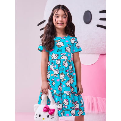 Vestido Infantil Momi Blue Colors Hello Kitty