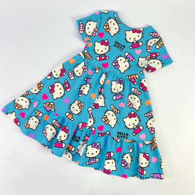 Vestido Infantil Momi Blue Colors Hello Kitty