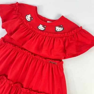 Vestido Infantil Momi Vermelho Patch Hello Kitty