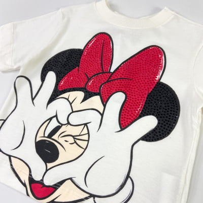 T-shirt Infantil Animê Minnie Mouse Disney Strass