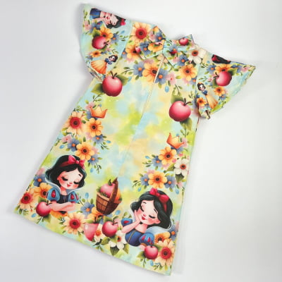 Vestido Infantil Branca de Neve com Laço 