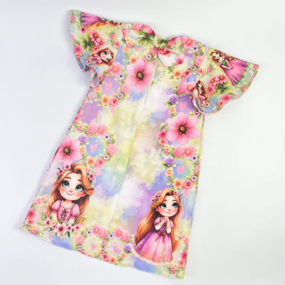 Vestido Infantil Jardim Rapunzel com Laço 