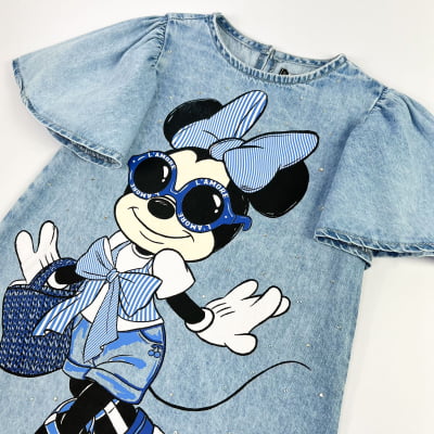 Vestido Infantil Jeans Minnie Disney Animê