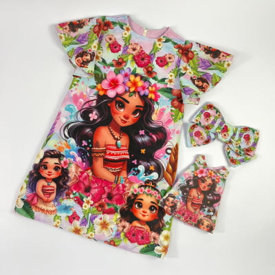 Vestido Infantil Moana com Laço