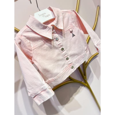 Jaqueta Infantil Jeans Rosa Animê