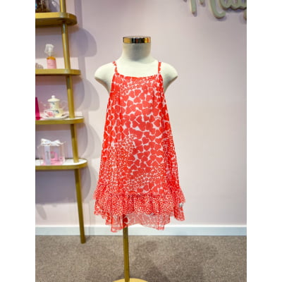 Vestido Infantil Corações Vermelho
