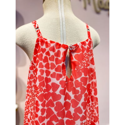 Vestido Infantil Corações Vermelho