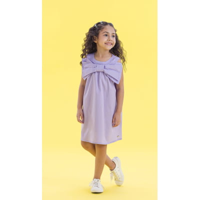 Vestido Infantil Málagah Lilás Laço