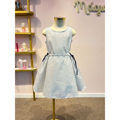 Vestido Infantil Málagah Listras Azuis