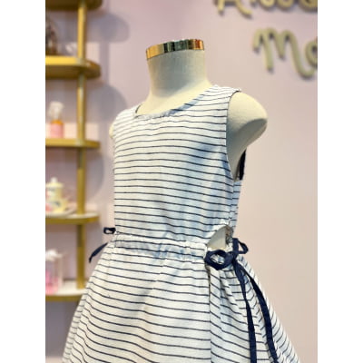 Vestido Infantil Málagah Listras Azuis