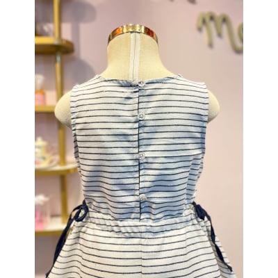 Vestido Infantil Málagah Listras Azuis