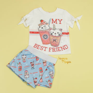 Conjunto Infantil Cats Milkshake Petit Cherie Conjunto Infantil Cats Milkshake Petit Cherie