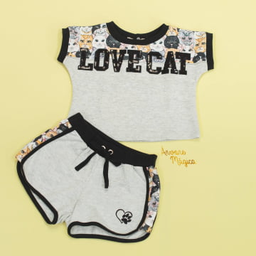 Conjunto Infantil Love Cat Petit Cherie Conjunto Infantil Love Cat Petit Cherie