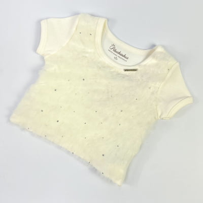 Blusa Infantil Pituchinhus Off White Strass